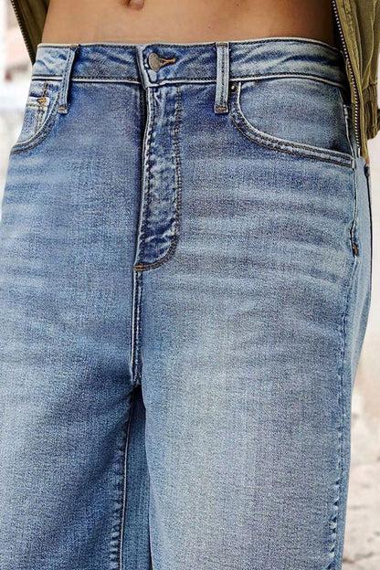 Embroidery Mid Waist Denim Bermuda Shorts Without Belt