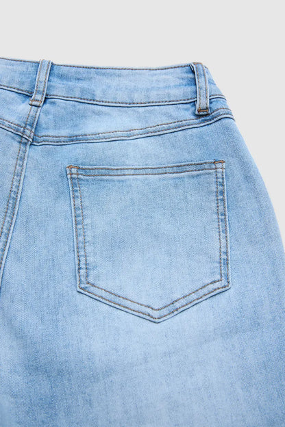Wash Baroque Embroidery Side Mid Waist Bootcut Jeans