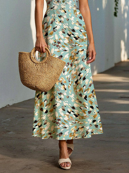 Robe longue en lin, manches courtes, col châle, léopard, imprimé animal, boutonné, vacances, vintage, menthe