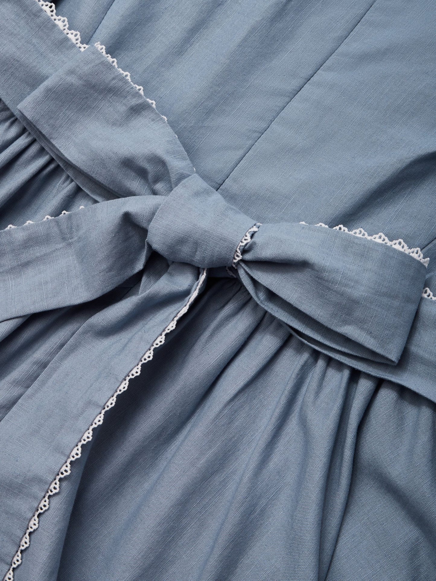 Robe Midi en Lin, Sans Manches, Col Rond, Unie, Vintage, Bleue