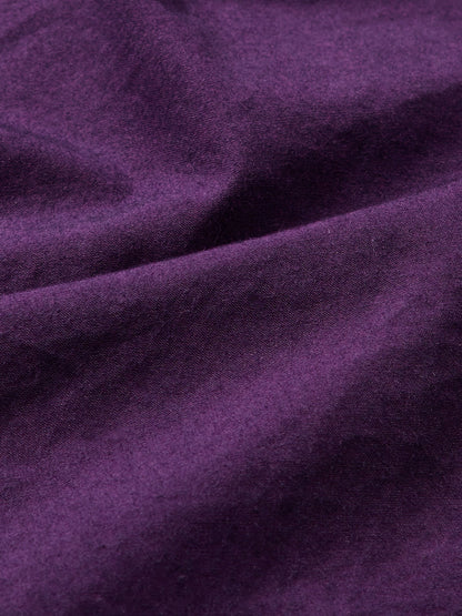 Robe longue en coton, Manches Mi-longues, Col Roulé, Unie, Boutonnée, Vintage, Violet Foncé, Halloween