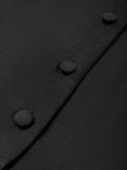 Robe longue en coton, manches courtes, col châle, unie, été, noire