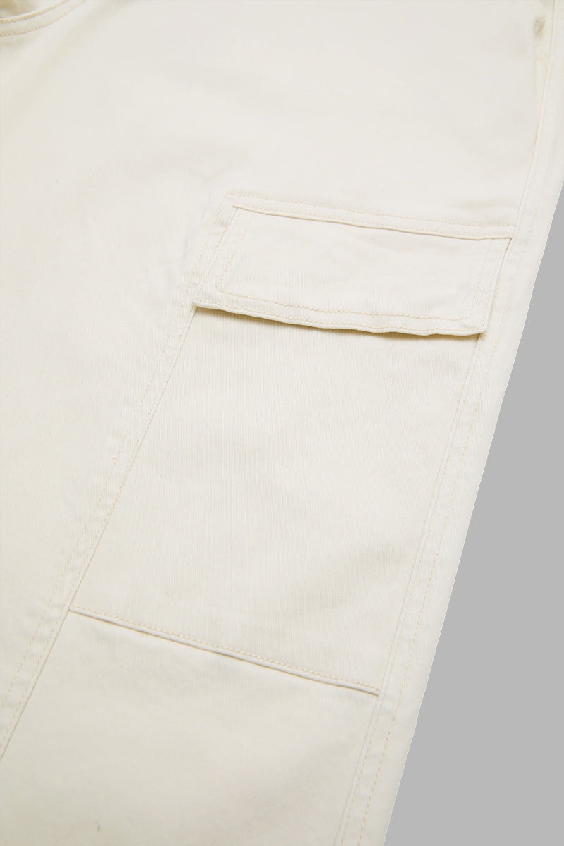 Solid Flap Pocket Drawstring Mid Waist Wide Leg Cargo Pants