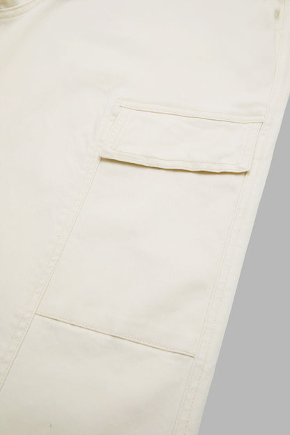 Solid Flap Pocket Drawstring Mid Waist Wide Leg Cargo Pants