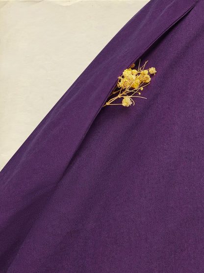 Robe longue en coton, Manches Mi-longues, Col Roulé, Unie, Boutonnée, Vintage, Violet Foncé, Halloween