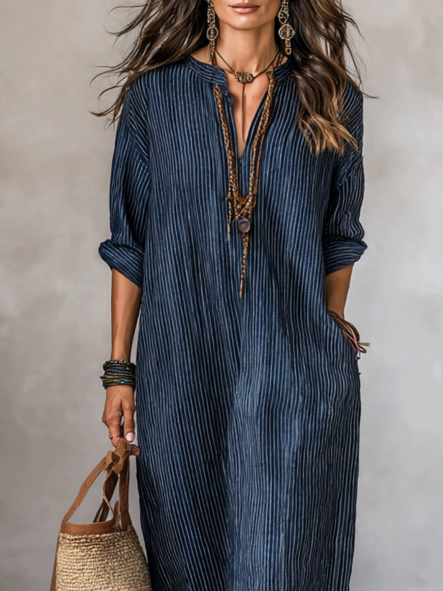 Robe longue coupe ample Nomadic Indigo