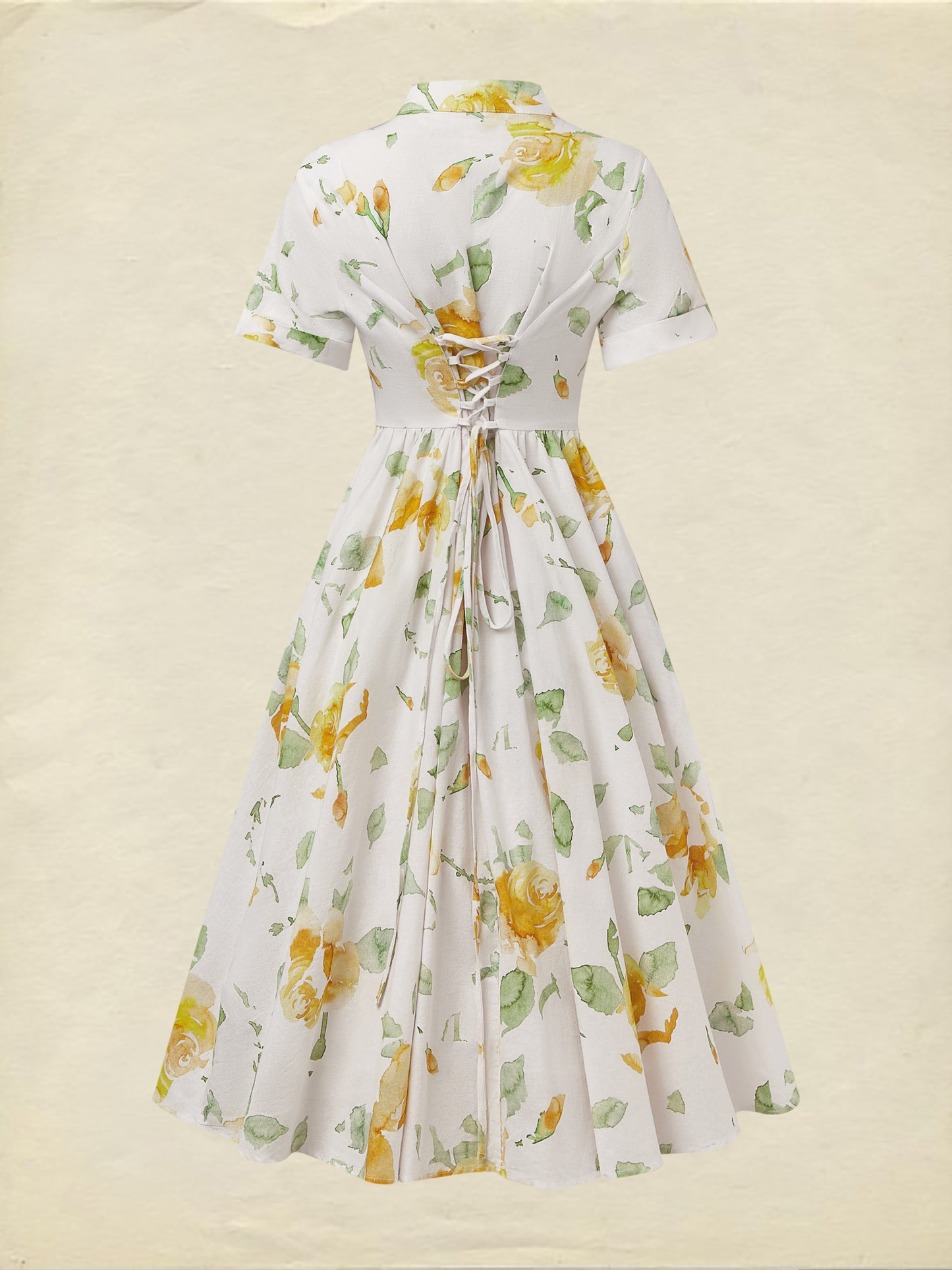 Robe Midi en Lin, Manches Courtes, Florale, Vintage, Blanche