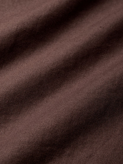 Robe longue en lin, manches courtes, col en dentelle, unie, vintage, BRUN CAMÉE