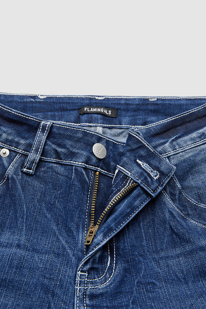 Wash Mid Waist Straight Leg Jeans