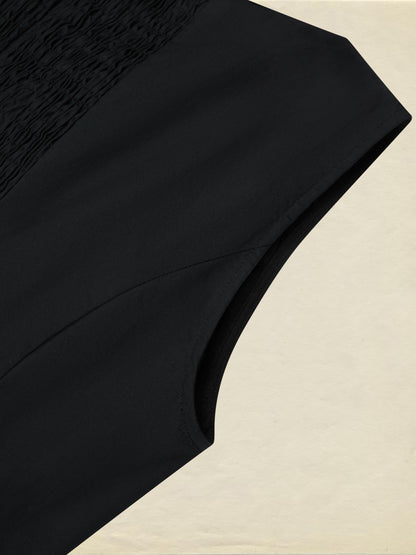 Robe longue en coton, sans manches, col en V, unie, style vintage français, noire