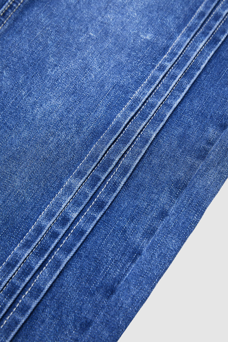 Wash Pleated High Rise Straight Leg Crop Jeans Without Belt
