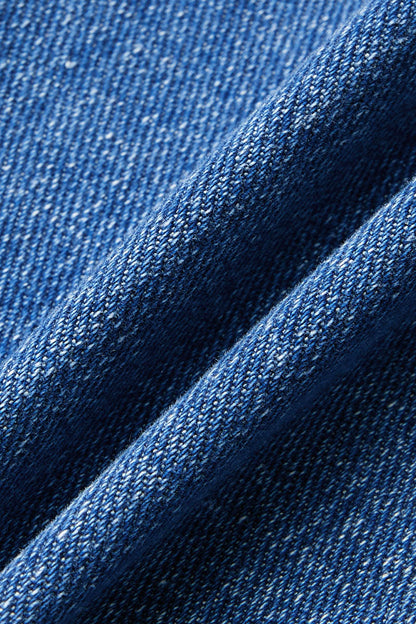 Wash Embroidery Mid Waist Straight Leg Jeans Without Belt