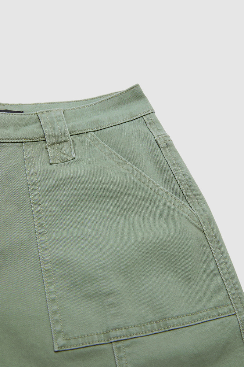 Solid Button Detail Mid Waist Straight Leg Cropped Pants Without Belt