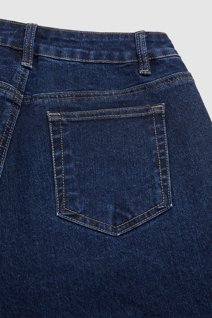 Leopard Print Studded Roll Hem Mid Waist Straight Leg Jeans
