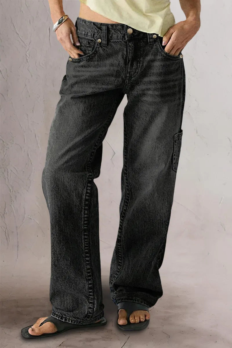 Wash Multi Pocket Mid Rise Straight Leg Jeans