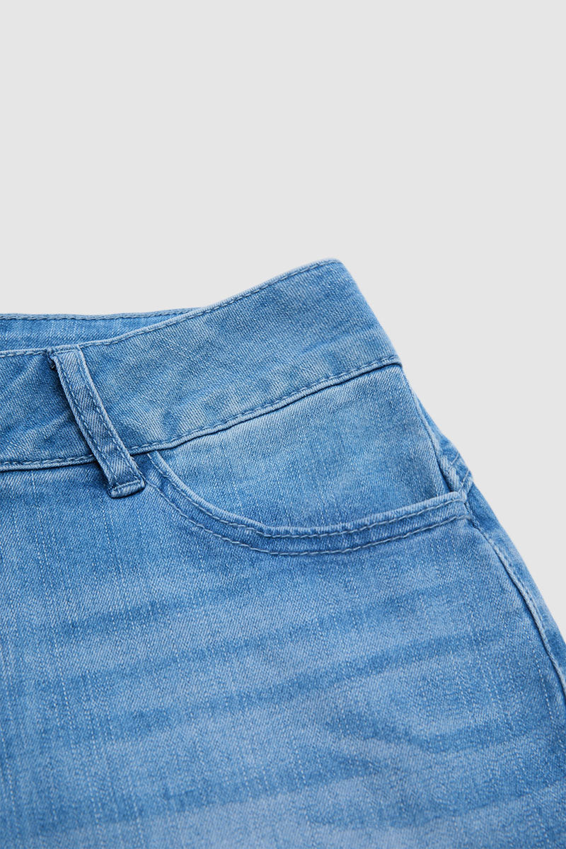 Braided Detail Raw Hem High Rise Capri Skinny Jeans