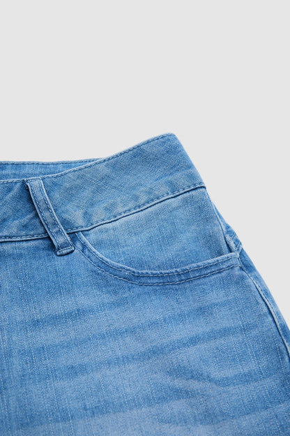 Braided Detail Raw Hem High Rise Capri Skinny Jeans