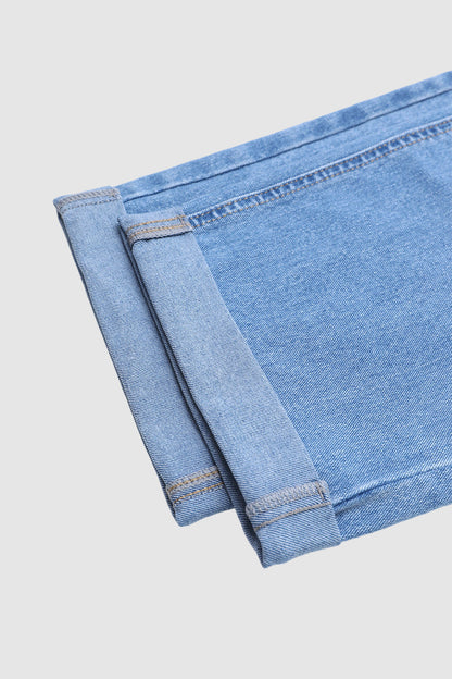 Wash Ripped Roll Hem Button Fly Mid Rise Straight Leg Crop Jeans