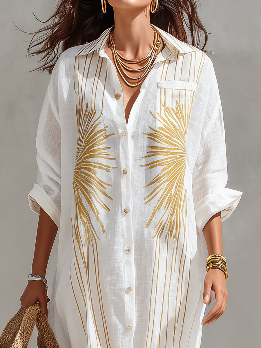 Robe longue élégante à imprimé soleil