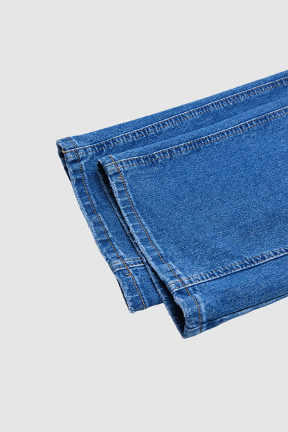 Asymmetrical Button Decor Stitch Decor Mid Waist Straight Leg Jeans