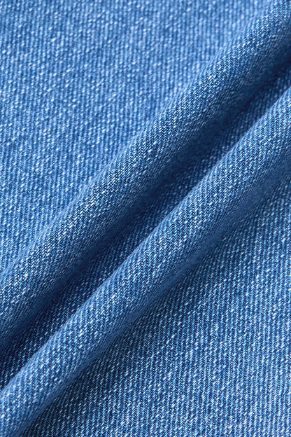Stitch Detail Straight Leg Mid Waist Jeans Without Belt