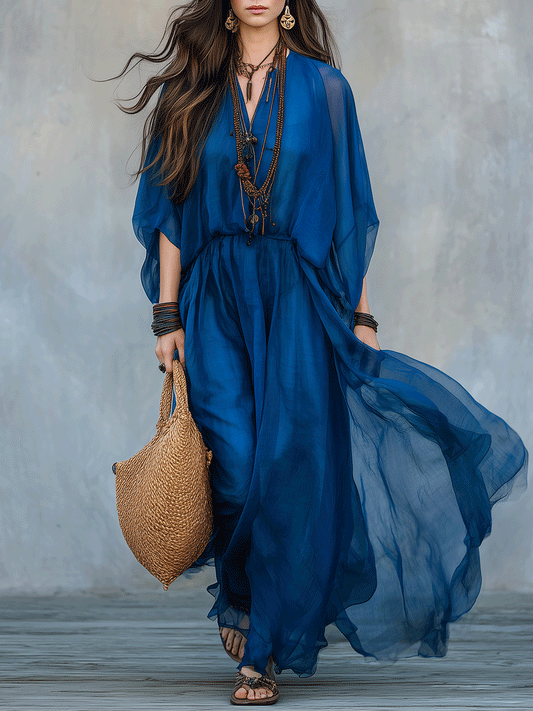 Robe longue superposée vaporeuse style bohème sans effort
