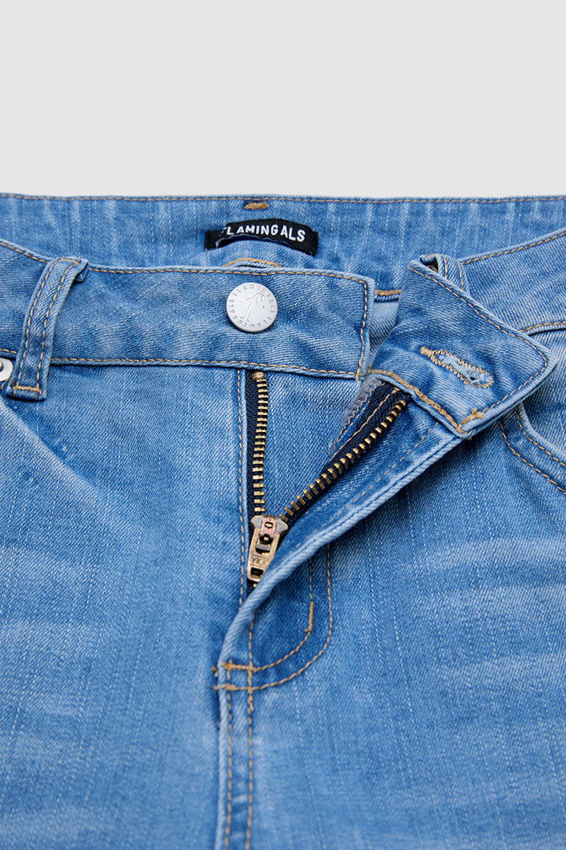 Raw Hem Ripped Mid Waist Straight Leg Crop Jeans