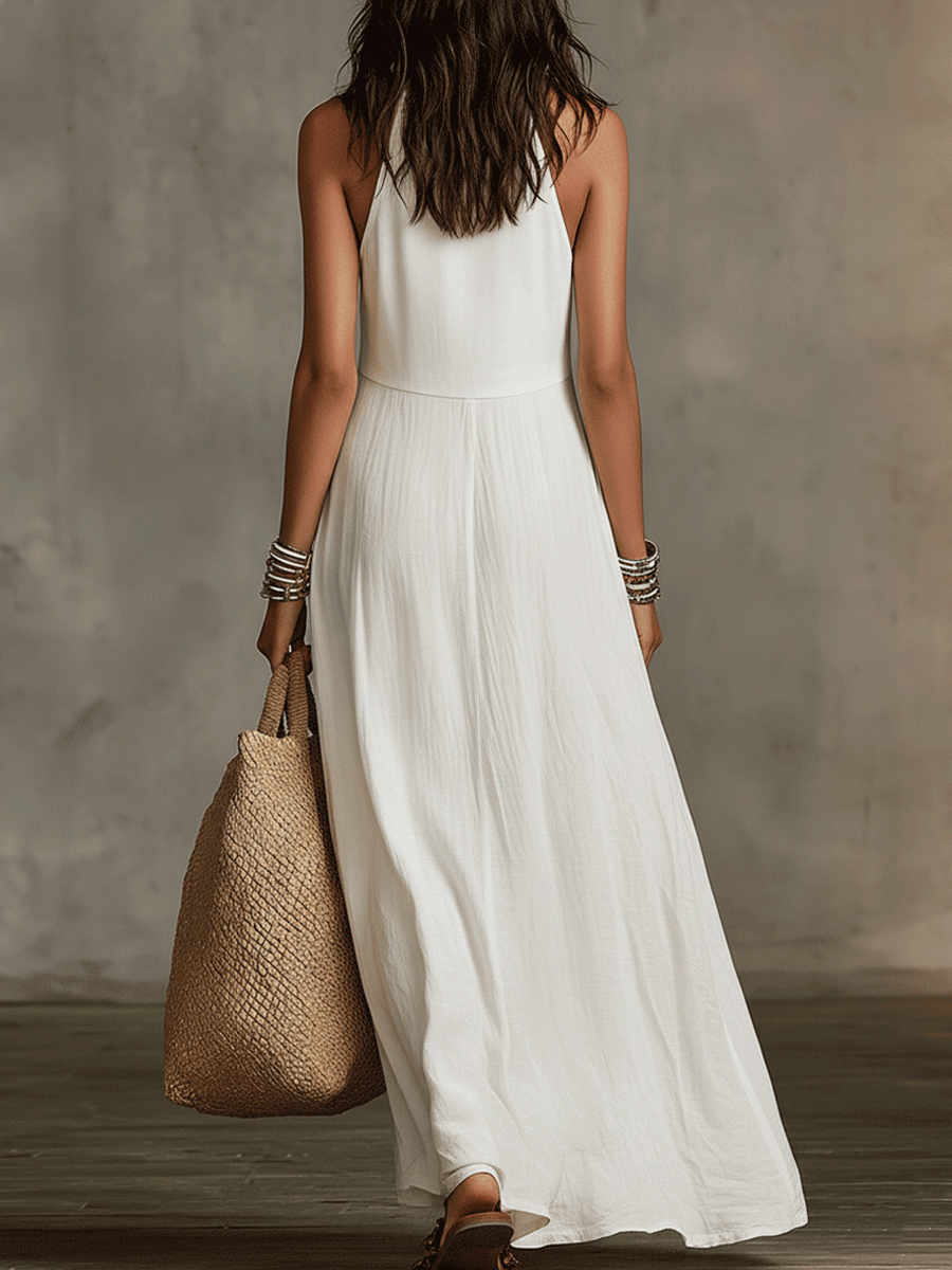 Robe longue ample bohème sans manches