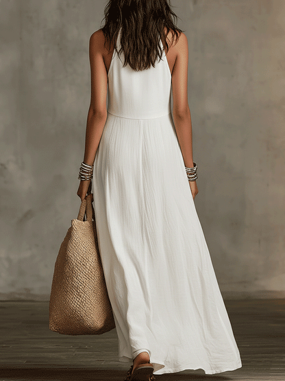 Robe longue ample bohème sans manches