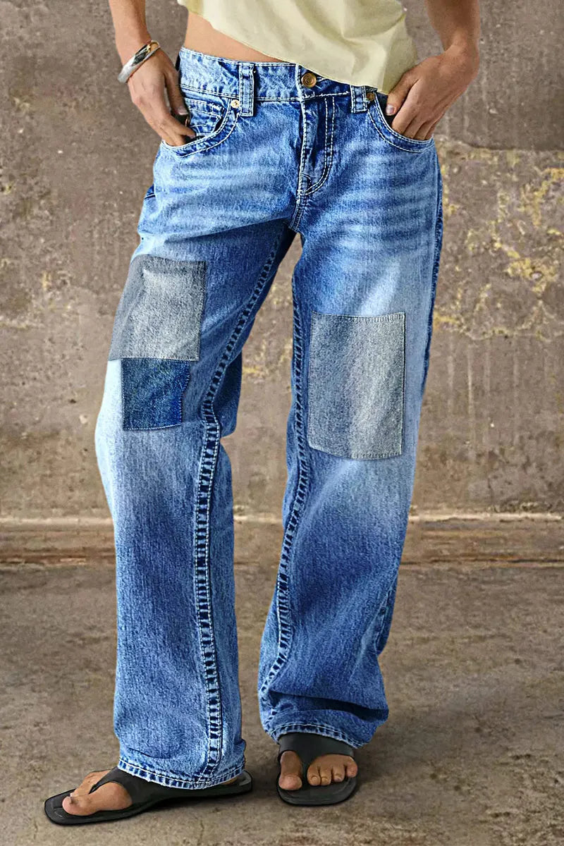 Wash Multi Pocket Mid Rise Straight Leg Jeans