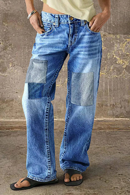 Wash Multi Pocket Mid Rise Straight Leg Jeans