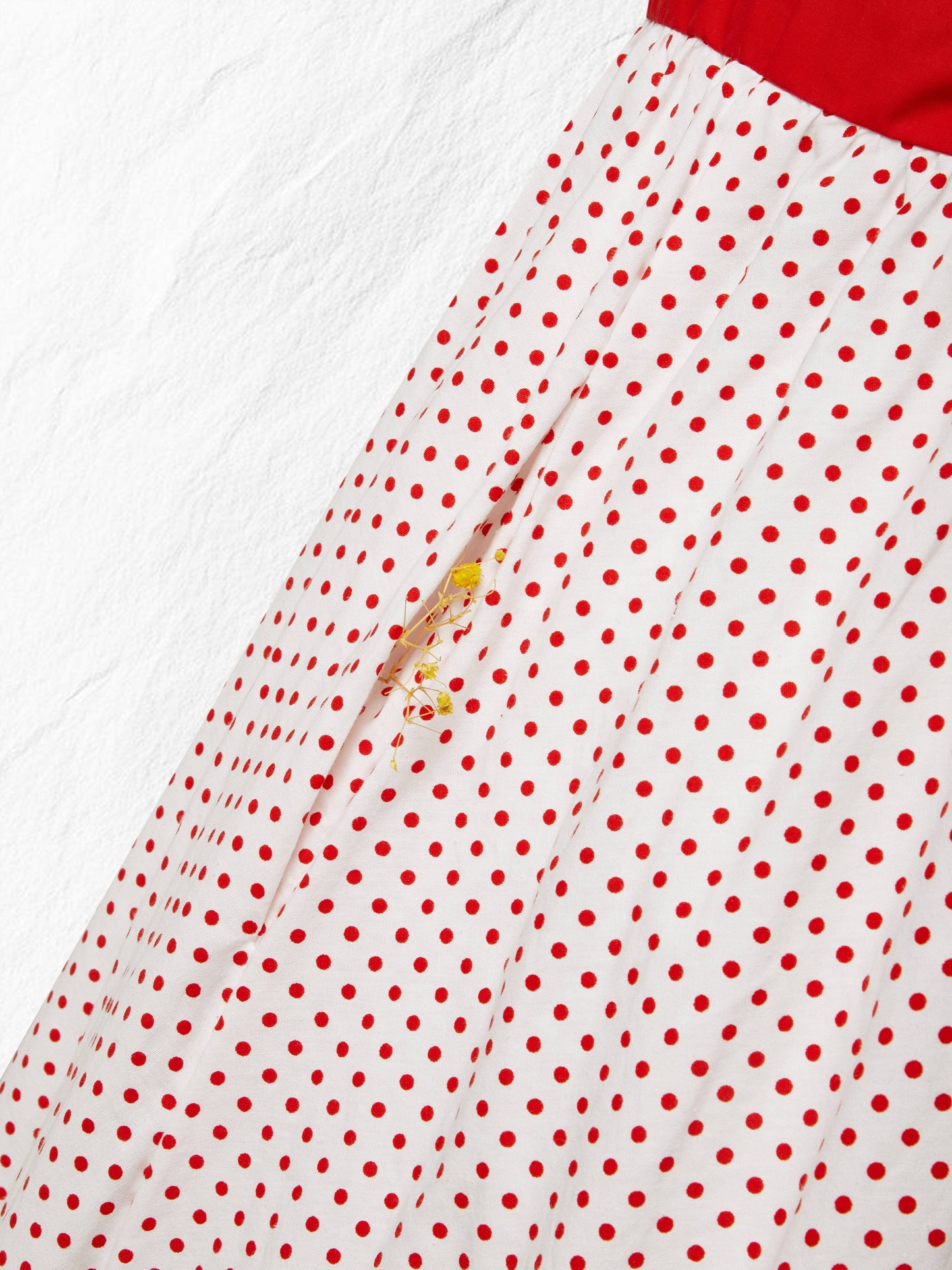 Robe longue en coton, Manches courtes, Encolure carrée, Imprimé pois, Vintage, Blanche, 100% coton