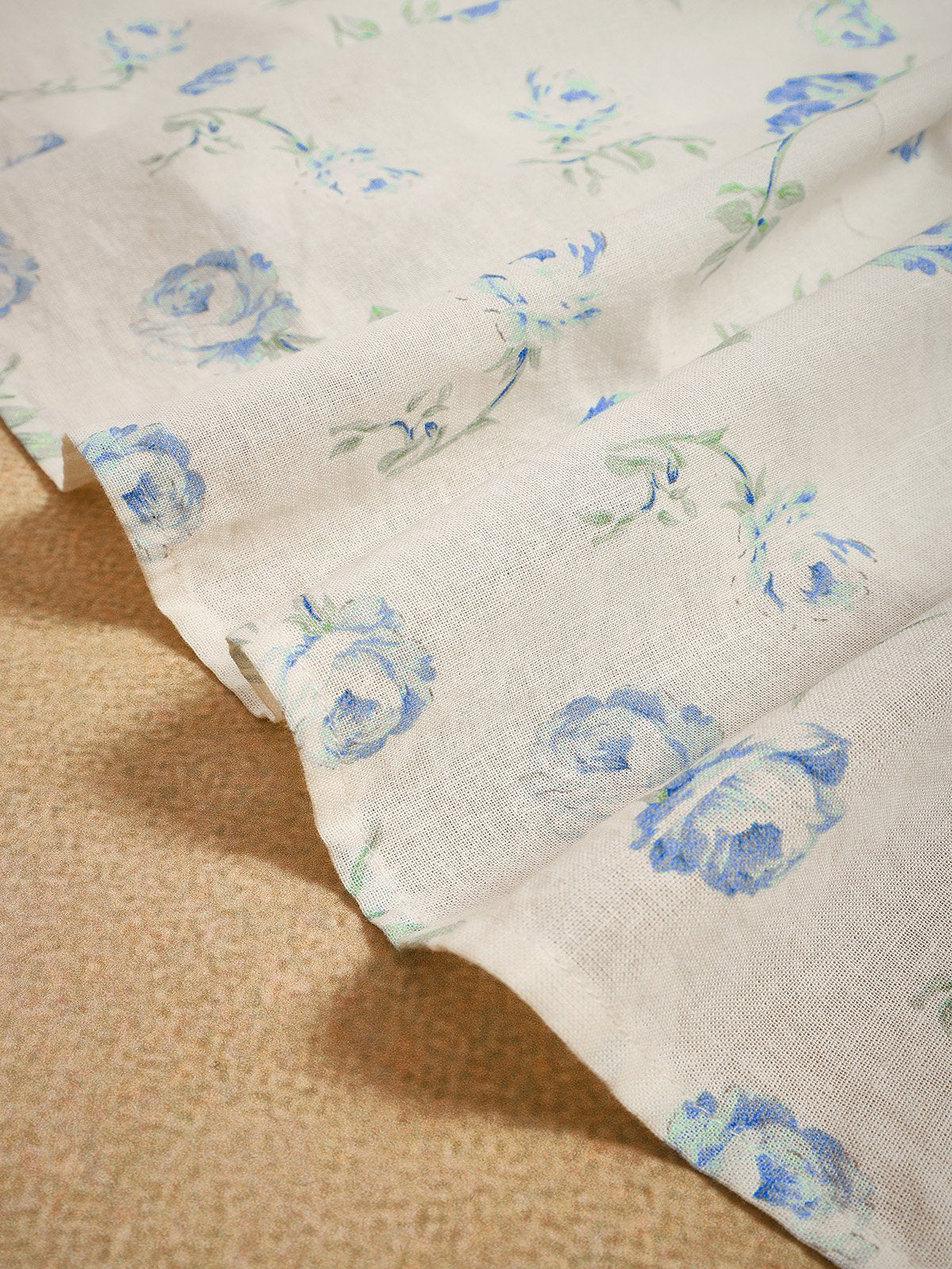 Robe longue en lin, Manches 3/4, Col en V, Mélange de lin, Bleu