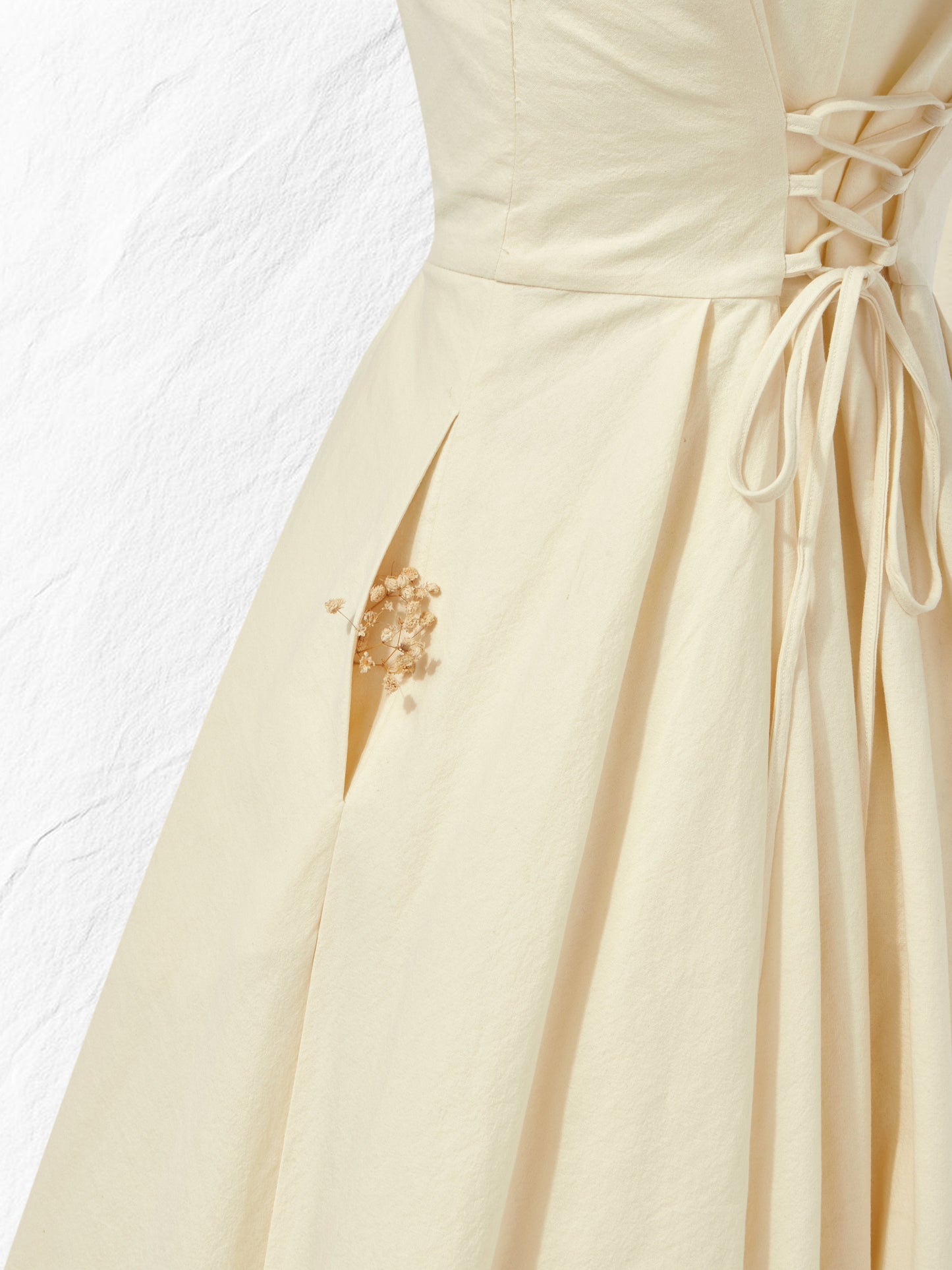 Robe midi en lin, manches courtes, col bateau, unie, vintage, blanc cassé