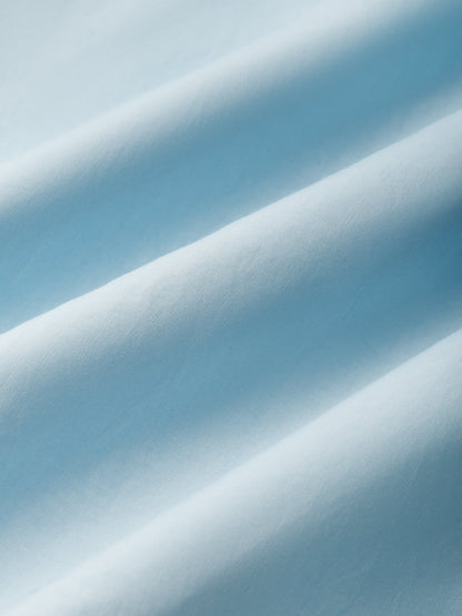 Robe longue en coton, Vintage, Unie, Été, Col en dentelle, Manches courtes, Bleue