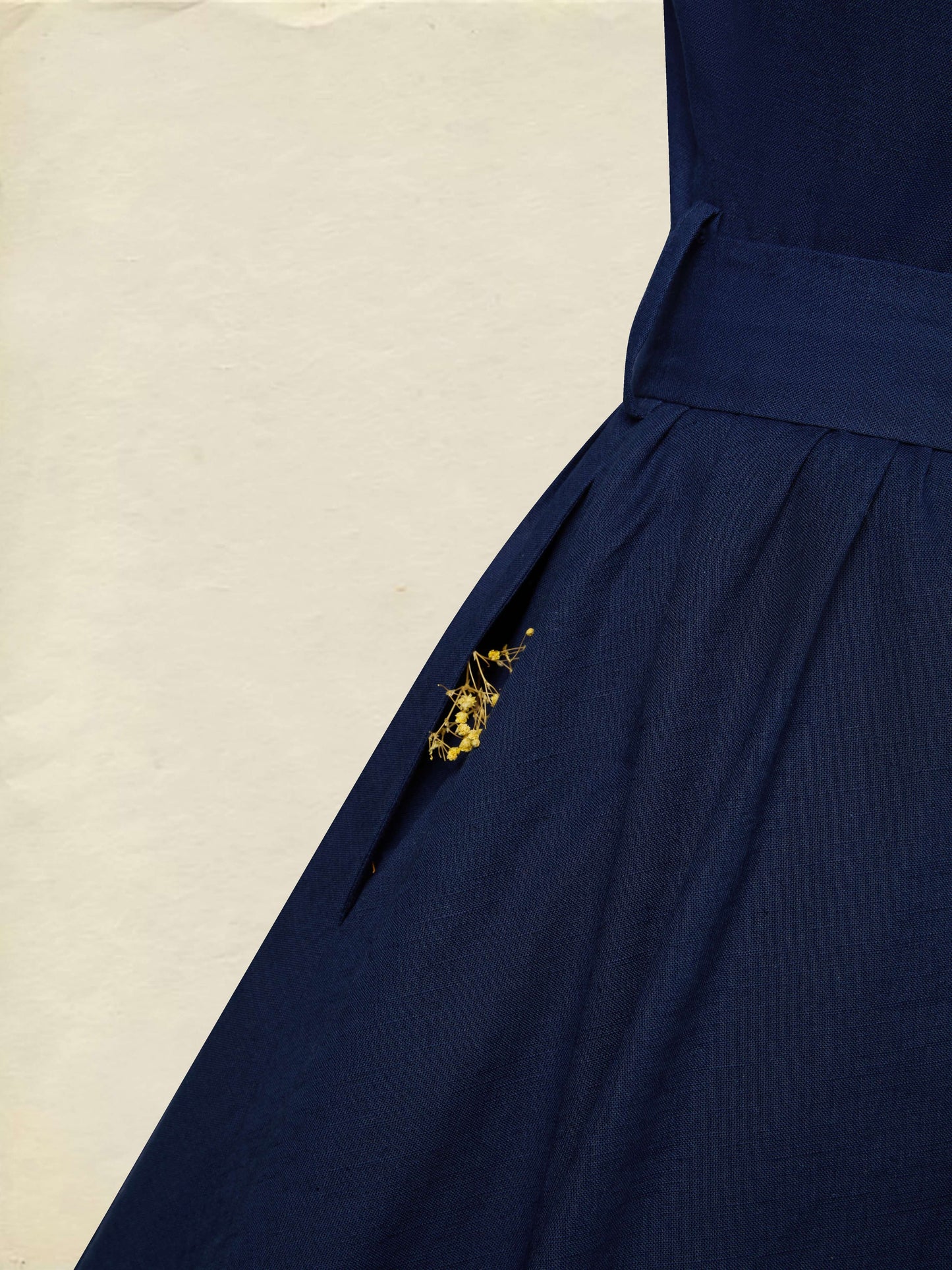 Robe longue en coton, manches longues, col montant, unie, ceinture, vintage français, violet bleu