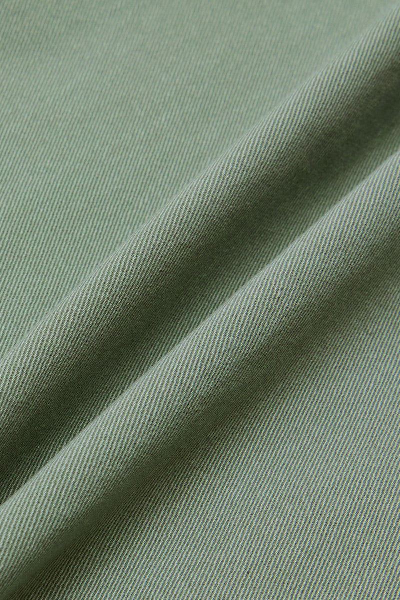 Solid Button Detail Mid Waist Straight Leg Cropped Pants Without Belt
