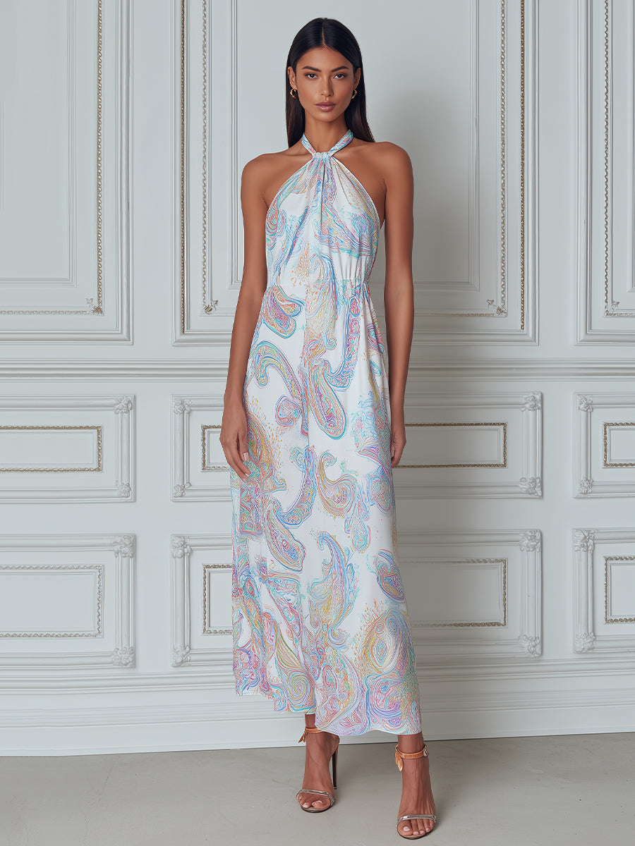Ethereal Paisley Halter Maxi Dress