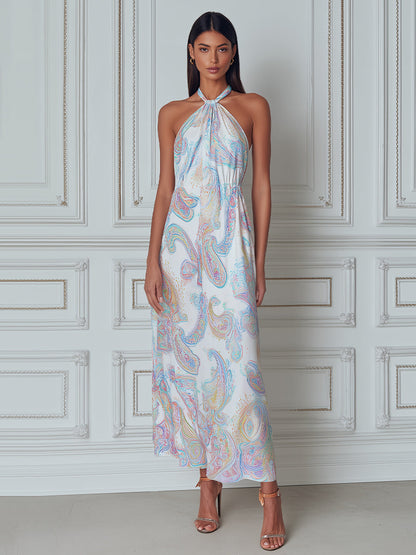 Ethereal Paisley Halter Maxi Dress