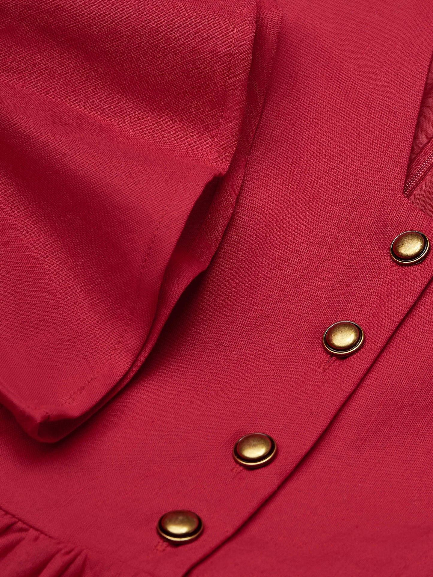 Robe longue en lin, manches 3/4, col en V, style vintage inspiré de Jane, pour tea party, mélange de lin, rouge, ceinture