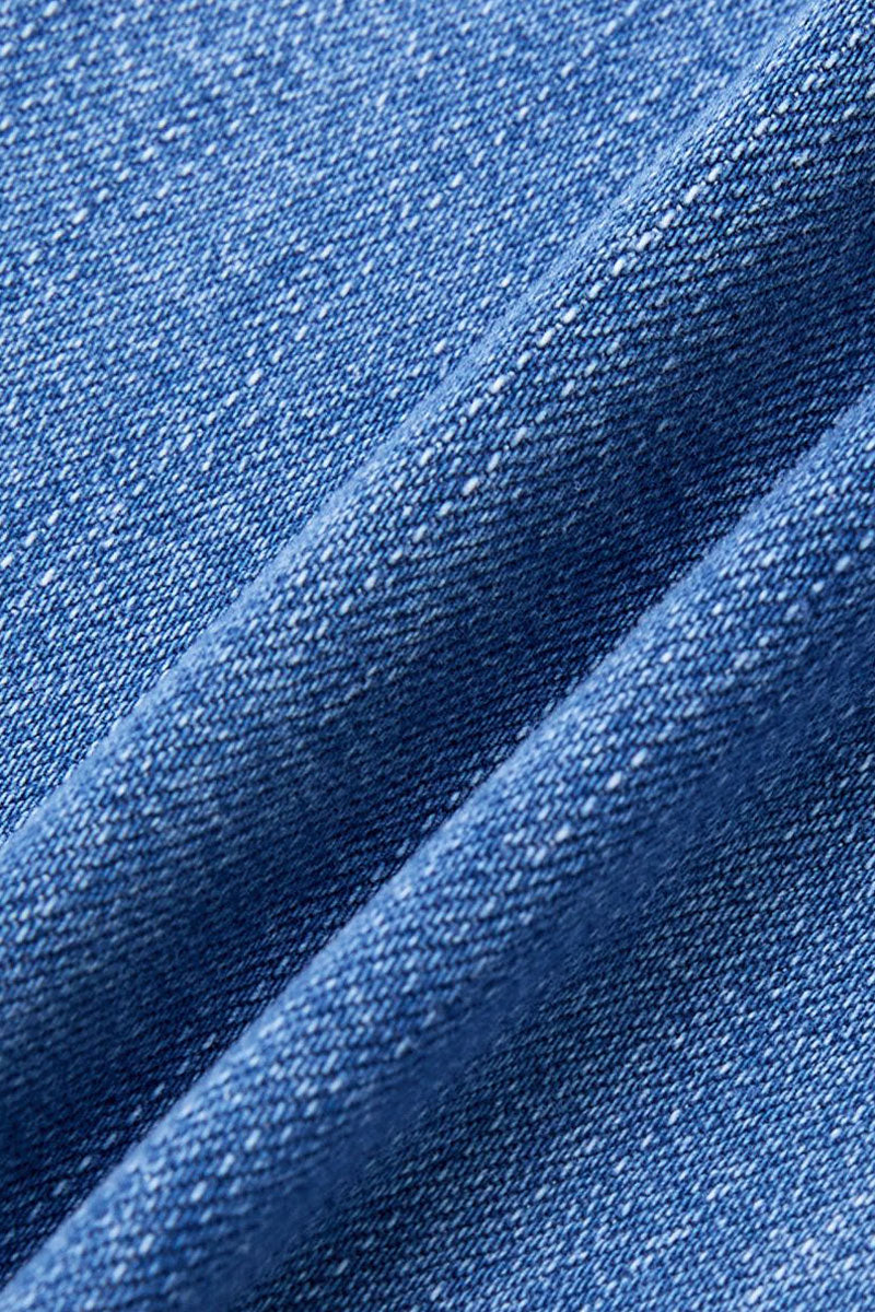 Patch Pocket Button Hem Belted Elastic Waistband Mid Rise Straight Leg Crop Jeans