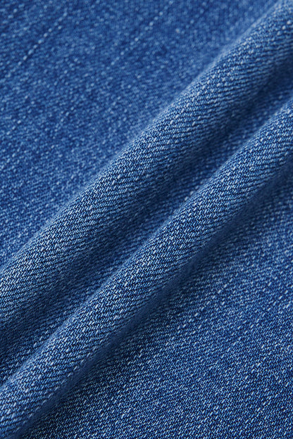 Stitch Detail Raw Hem Split Mid Waist Bootcut Jeans Without Belt