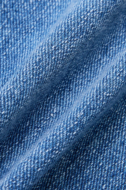 Wash Stitch Detail Mid Waist Denim Mid Thigh Shorts