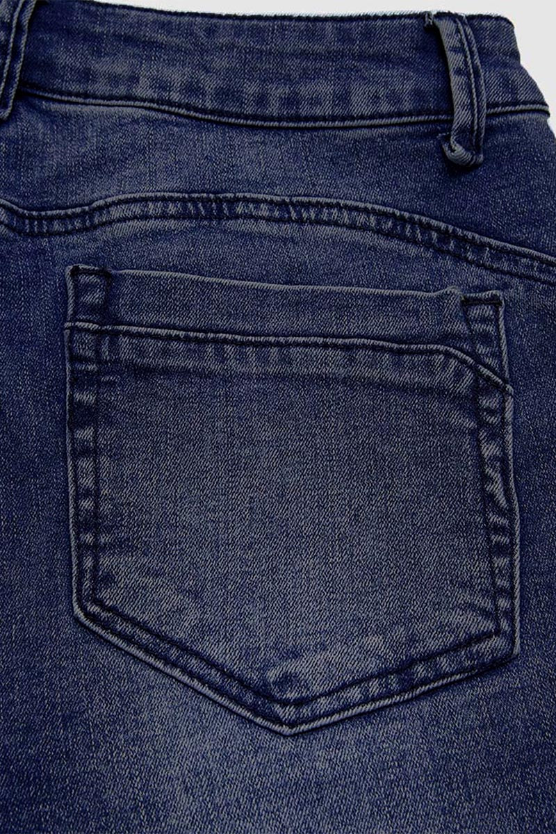 Pearl Button Side Raw Hem High Waist Skinny Jeans