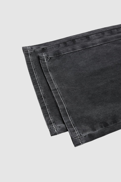 Wash Flap Pocket Seam Detail High Waist Straight Leg Pants Without Belt