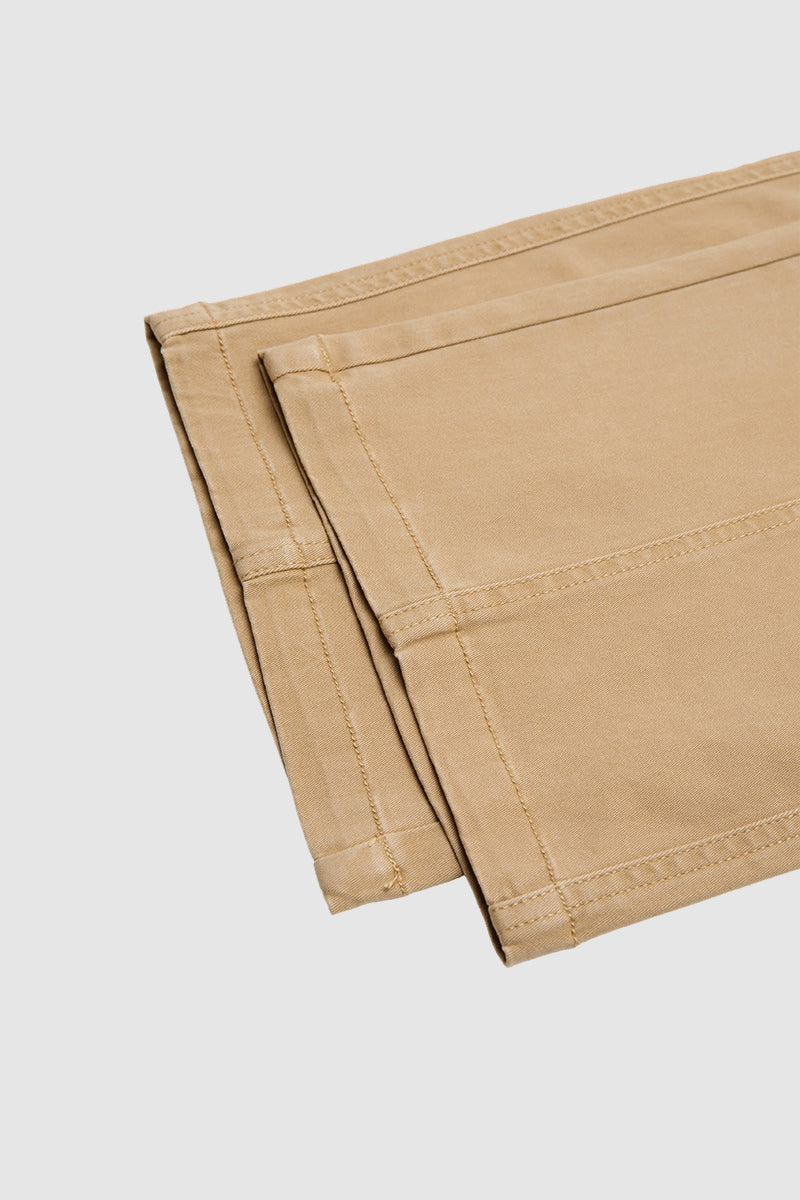 Solid Stitch Detail Mid Waist Bootcut Pants Without Belt