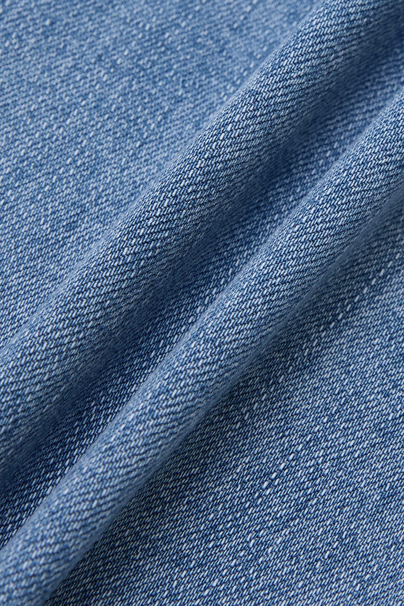 Wash Ripped Roll Hem Mid Rise Straight Leg Crop Jeans