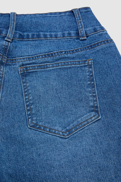 Wash Roll Hem Button Up Mid Rise Barrel Leg Crop Jeans