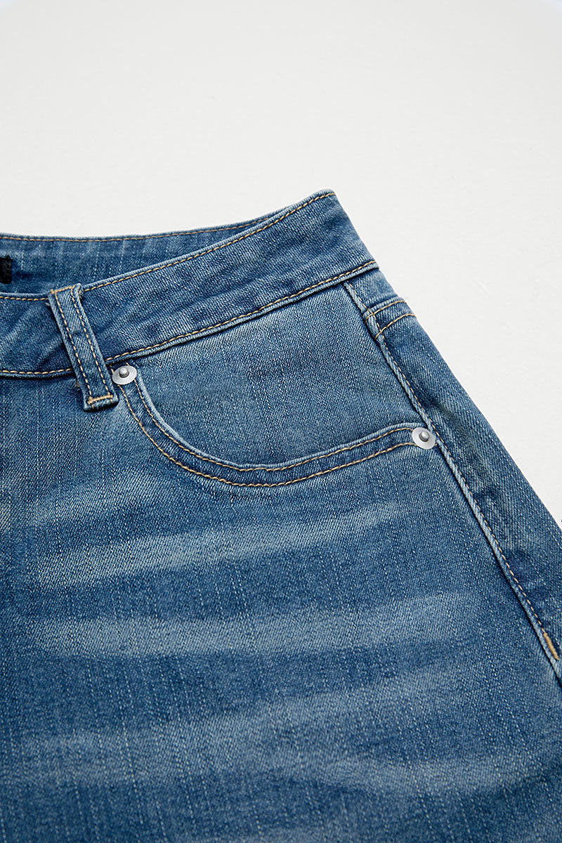 Wash Mid Waist Wide Leg Jeans Without Belt