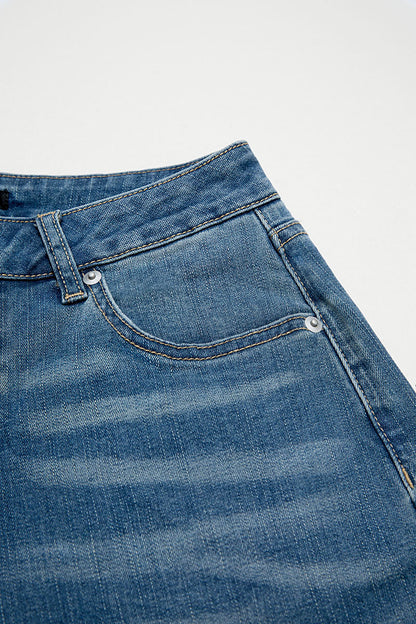Wash Mid Waist Wide Leg Jeans Without Belt